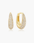 Gold Pave Dome Huggie Hoop Earrings
