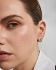 Gold Spiral Half Pave & Polish Huggie Hoop Earrings
