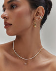 Gold Interlocked Wave Stud Hoop Earrings