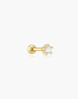 Gold Five-Prong Sparkle Barbell Earring