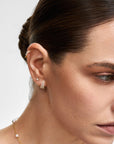 Gold Five-Prong Sparkle Barbell Earring