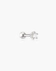 Silver Five-Prong Sparkle Barbell Earring