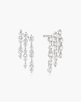 Silver Triple Fringe Stud Earrings