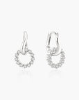 Silver Pave Interlocked Huggie Hoop Earrings