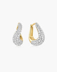 Gold Pave Wave Huggie Hoop Earrings