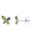 FLORENCE 9CT DIAMOND, TOPAZ & PERIDOT STUD EARRINGS