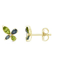 FLORENCE 9CT DIAMOND, TOPAZ & PERIDOT STUD EARRINGS