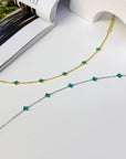 TINY ENAMEL CLOVER BRACELET - STERLING SILVER