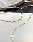 TINY ENAMEL CLOVER BRACELET - STERLING SILVER