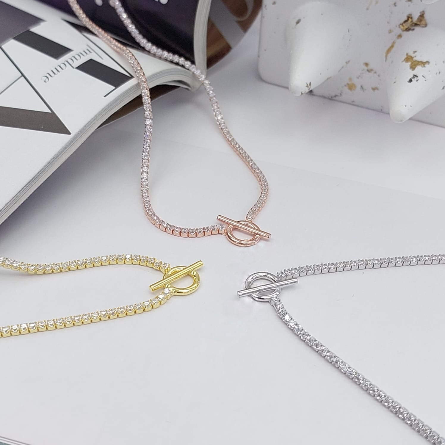 T-BAR TENNIS NECKLACE - STERLING SILVER