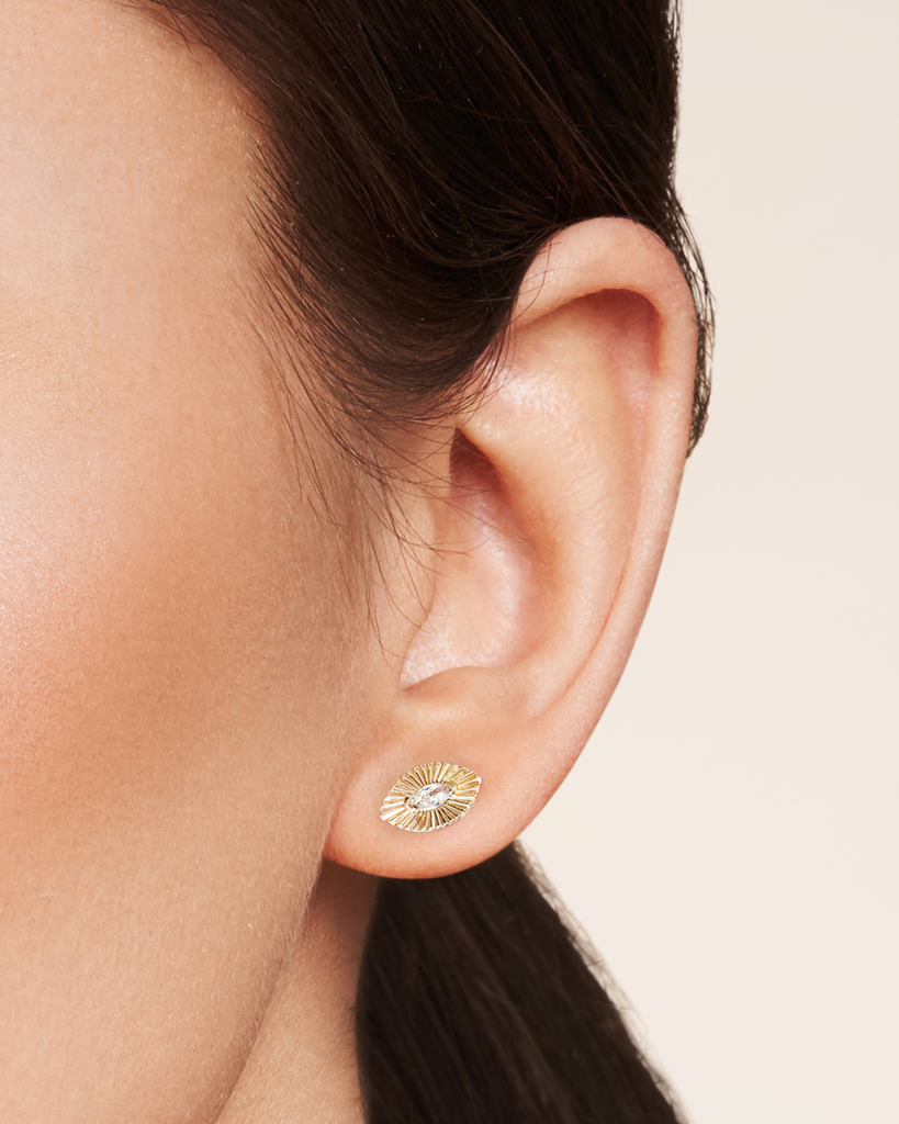 SOLAR EYE STUD EARRINGS - 9CT GOLD