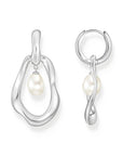 THOMAS SABO Hoop Earrings with Freshwater Pearls In Silver