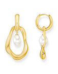 THOMAS SABO Hoop Earrings with Freshwater Pearls In Gold