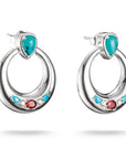 THOMAS SABO Half-Hoop Earrings with Turquoise, White & Red Stones