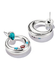 THOMAS SABO Half-Hoop Earrings with Turquoise, White & Red Stones