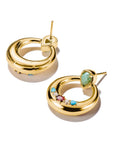 THOMAS SABO Half-Hoop Earrings with Green, White & Red Stones