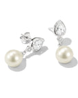 Earrings pearl with zirconia in teardrop shape
