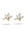 Stud earrings flower with zirconia in teardrop shape