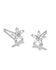 Stud earrings flower with zirconia