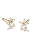 Stud earrings flower with zirconia