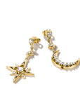 Earrings moon and star with zirconia