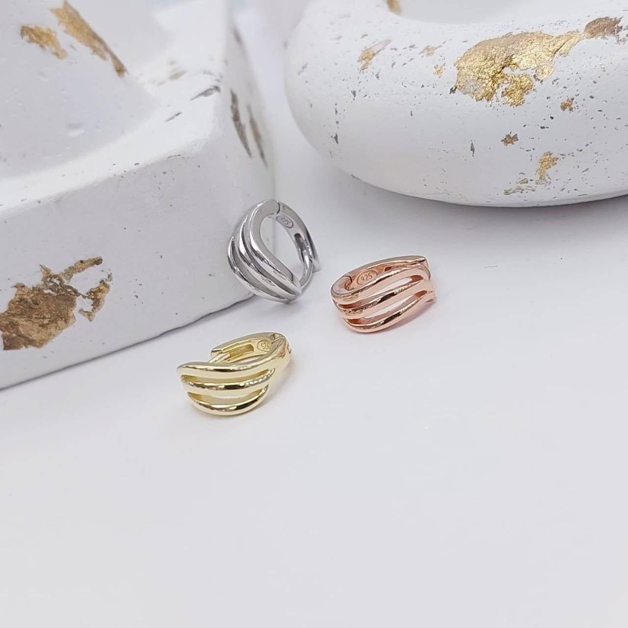RIPPLE HUGGIE EARRINGS - STERLING SILVER