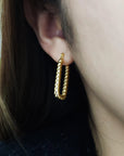 ROPE HOOP EARRINGS - STERLING SILVER