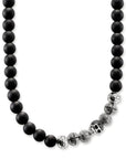 THOMAS SABO Obsidian necklace with skull and crosses