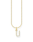 THOMAS SABO Necklace with letter pendant U and white zirconia - gold