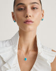 Chain with imitation turquoise and zirconia