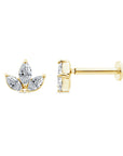 TRIO MARQUISE DIAMOND FLAT BACK STUD - 9CT GOLD