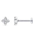 FLOWER DIAMOND FLAT BACK STUD EARRING - 9CT GOLD