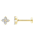 FLOWER DIAMOND FLAT BACK STUD EARRING - 9CT GOLD