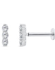 TRIPLE DIAMOND BAR FLAT BACK STUD - 9CT GOLD
