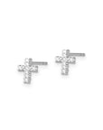 9CT DIAMOND CROSS EARRINGS - LAB
