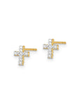 9CT DIAMOND CROSS EARRINGS - LAB