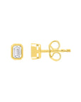 9CT EMMALINE EMERALD CUT DIAMOND STUD EARRINGS - LAB