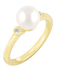 9CT MILA PEARL AND DIAMOND RING