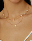 Ania Haie Gold Pearl and Star Station Necklace