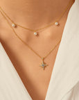 Ania Haie Triple Shell Pearl Station Necklace