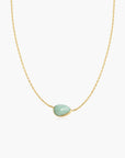 Gold Bezel Amazonite Organic Dome Pebble Necklace