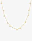Gold Bezel-Set Droplet Station Necklace