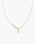 Gold Half-Bezel Angled & Dangle Teardrop Necklace