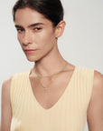 Gold Half-Bezel Angled & Dangle Teardrop Necklace