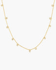 Gold Bezel Round & Teardrop Drop Station Necklace