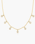 Gold Graduated Bezel Round Drop Station Necklace