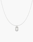Silver Sparkling Oval Hoop Pendant Necklace
