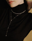 Gold Half-Bezel Round Tennis Necklace