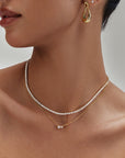 Gold Half-Bezel Round Tennis Necklace