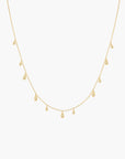Gold Polished Teardrop Dangle Station Necklace